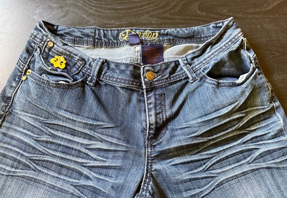 VTG Deréon House of Deréon Jeans 13/14 Blue Embroidered Y2K McBling Beyoncé